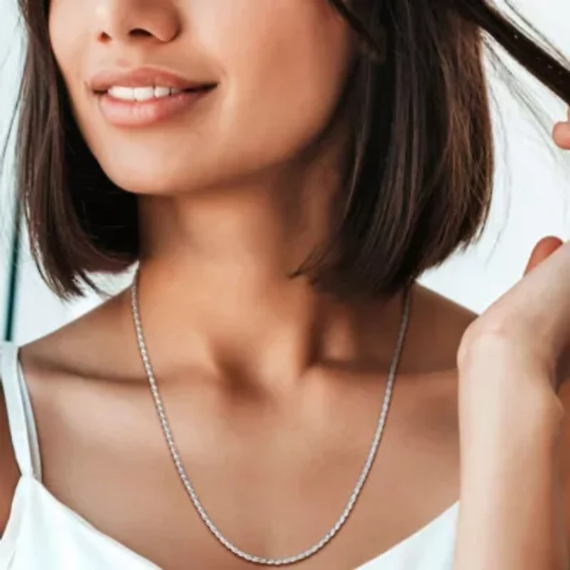 2.4MM Diamond Cut Rope Chain Necklace Sterling Silver