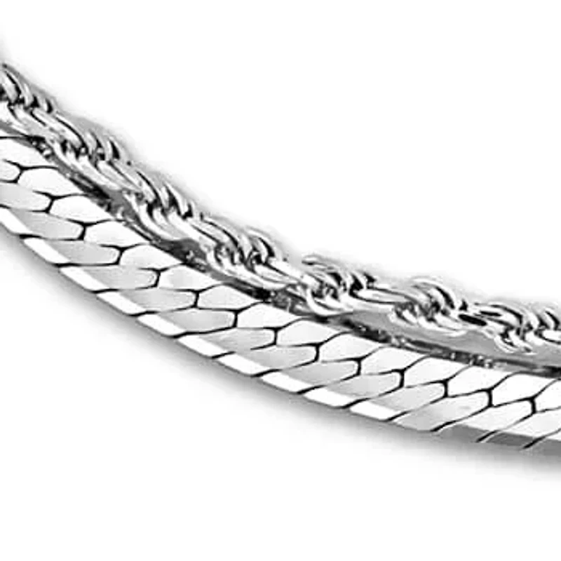 4.5MM Double Strand Herringbone & Rope Chain Necklace Bracelet Set