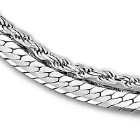 4.5MM Double Strand Herringbone & Rope Chain Necklace Bracelet Set