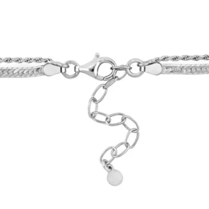 4.5MM Double Strand Herringbone & Rope Chain Necklace Bracelet Set