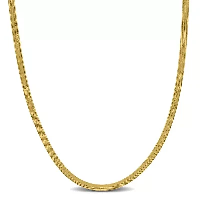 2.8MM Herringbone Necklace Yellow Plated Sterling Silver