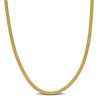 2.8MM Herringbone Necklace Yellow Plated Sterling Silver