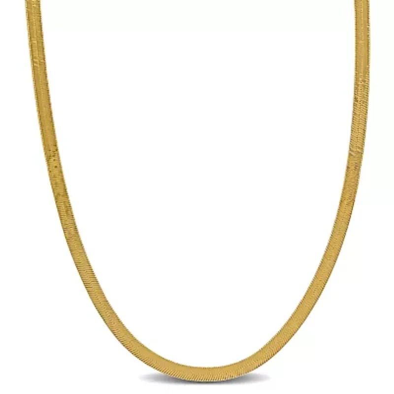 3.3MM Herringbone Necklace Yellow Plated Sterling Silver