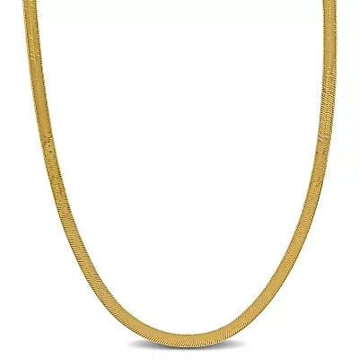 3.3MM Herringbone Necklace Yellow Plated Sterling Silver