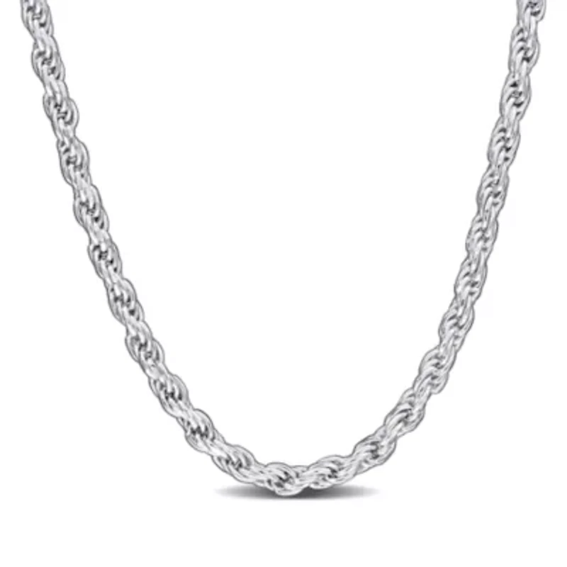 1.8MM Diamond Cut Rope Chain Necklace Sterling Silver