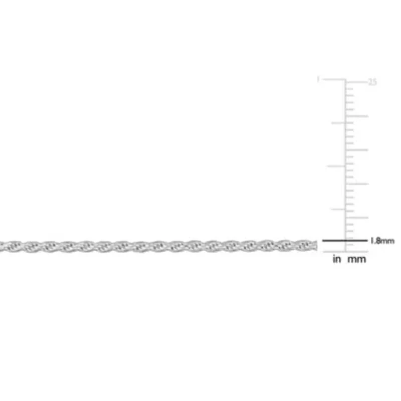 1.8MM Diamond Cut Rope Chain Necklace Sterling Silver