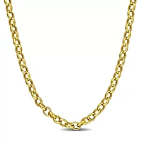 2.1MM Rolo Chain Necklace Yellow Plated Sterling Silver