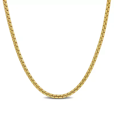 1.1MM Box Link Necklace Yellow Plated Sterling Silver