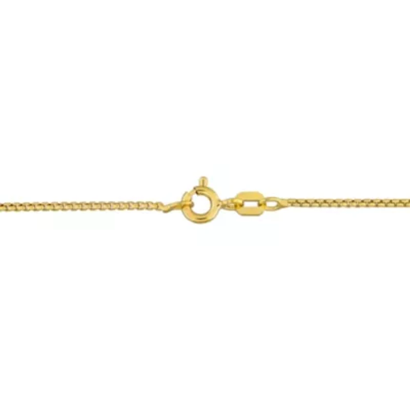 1.1MM Box Link Necklace Yellow Plated Sterling Silver