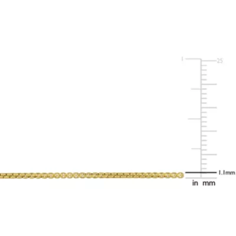 1.1MM Box Link Necklace Yellow Plated Sterling Silver