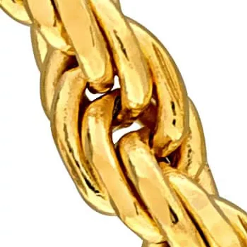 2.3MM Diamond Cut Rope Chain Necklace Yellow Plated Sterling Silver