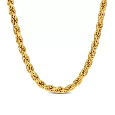 2.3MM Diamond Cut Rope Chain Necklace Yellow Plated Sterling Silver
