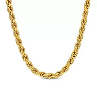 2.3MM Diamond Cut Rope Chain Necklace Yellow Plated Sterling Silver