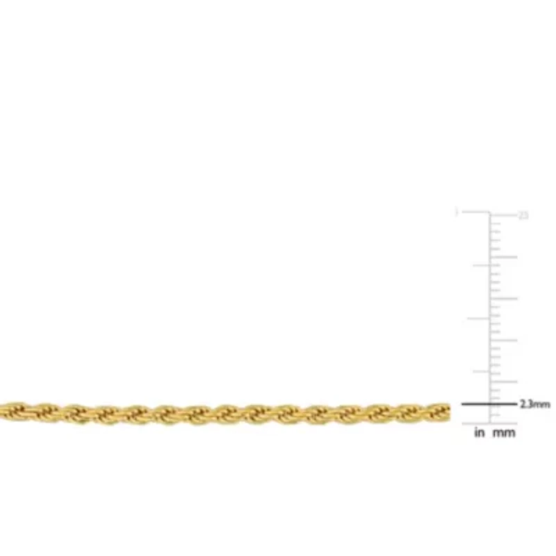 2.3MM Diamond Cut Rope Chain Necklace Yellow Plated Sterling Silver