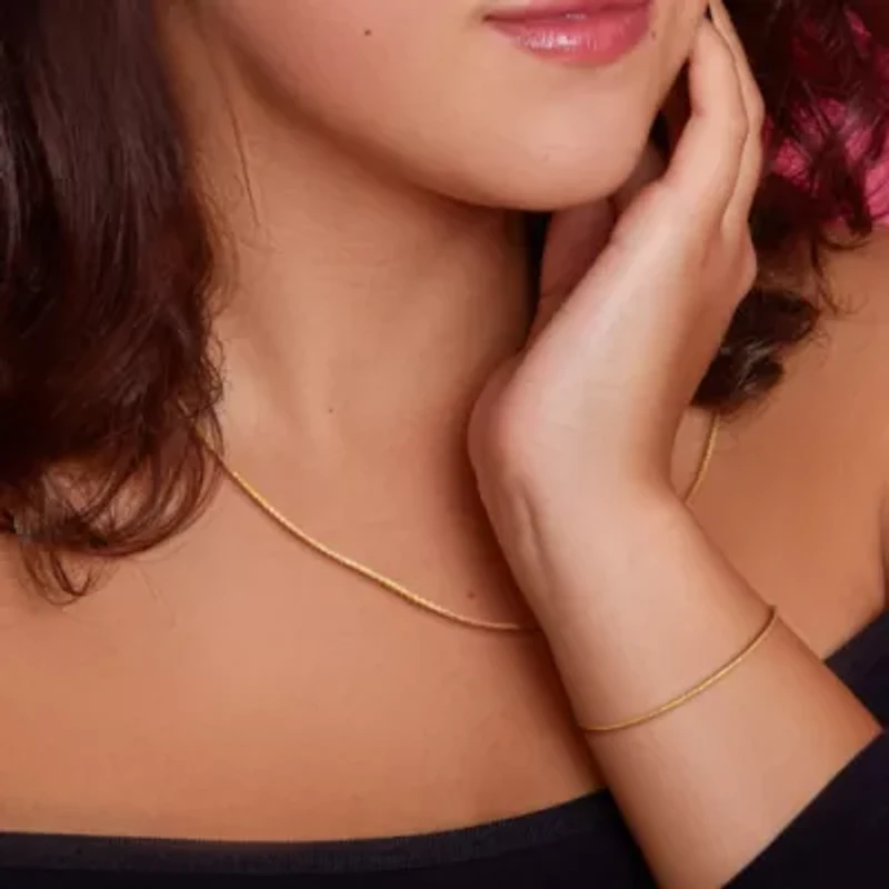 1MM Ball Chain Necklace, Anklet & Bracelet Set Yellow Plated Sterling Silver