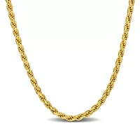 1.7MM Diamond Cut Rope Chain Necklace Yellow Plated Sterling Silver