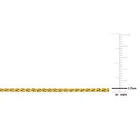 1.7MM Diamond Cut Rope Chain Necklace Yellow Plated Sterling Silver