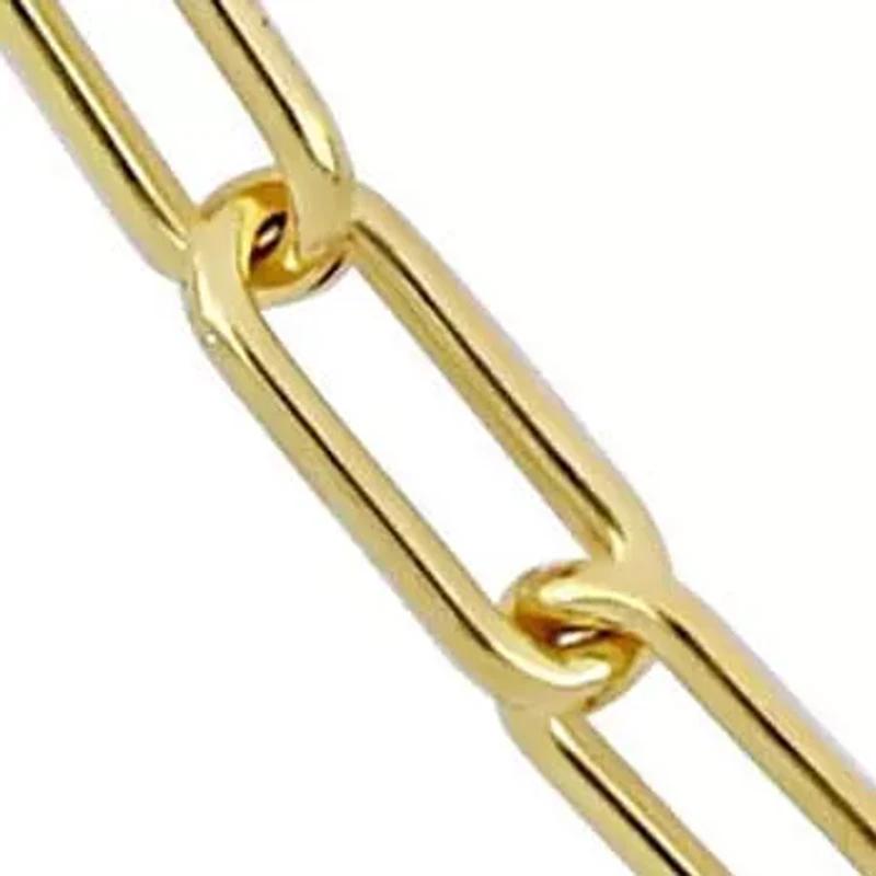 3.5MM Paperclip Chain Necklace & Anklet Set Yellow Plated Sterling Silver