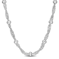 2.7MM Saturno Bead Station Singapore Chain Necklace Sterling Silver