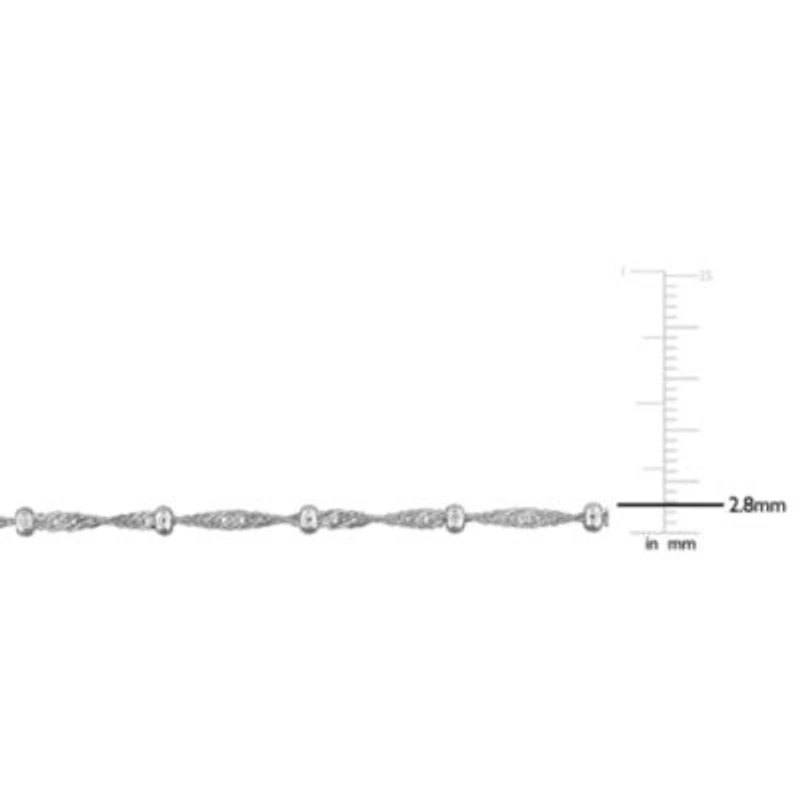 2.7MM Saturno Bead Station Singapore Chain Necklace Sterling Silver