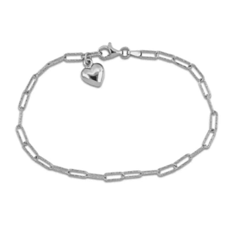 3MM Fancy Cut Oval Link Heart Bracelet