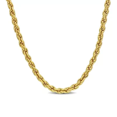 1.9MM Diamond Cut Rope Chain Necklace Yellow Plated Sterling Silver
