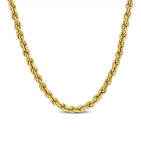 1.9MM Diamond Cut Rope Chain Necklace Yellow Plated Sterling Silver