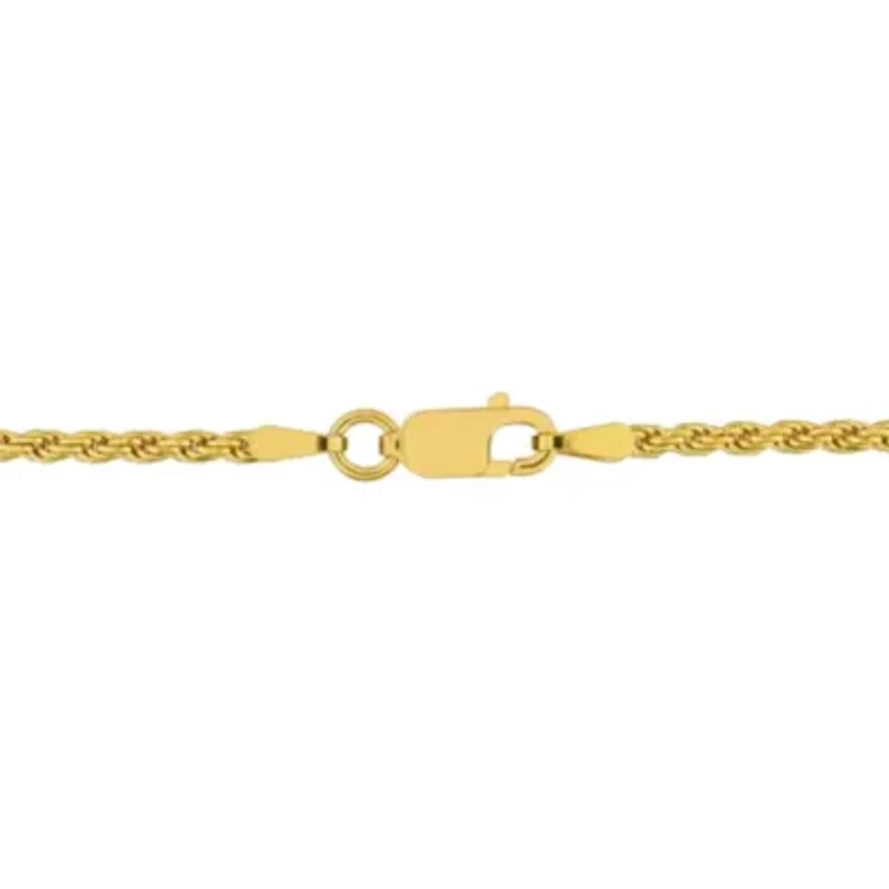 1.9MM Diamond Cut Rope Chain Necklace Yellow Plated Sterling Silver