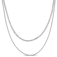 4.5MM Double Strand Herringbone & Rope Chain Necklace