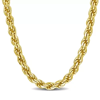 5MM Diamond Cut Rope Chain Necklace Yellow Plated Sterling Silver