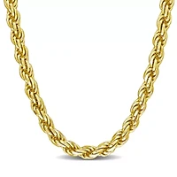 5MM Diamond Cut Rope Chain Necklace Yellow Plated Sterling Silver