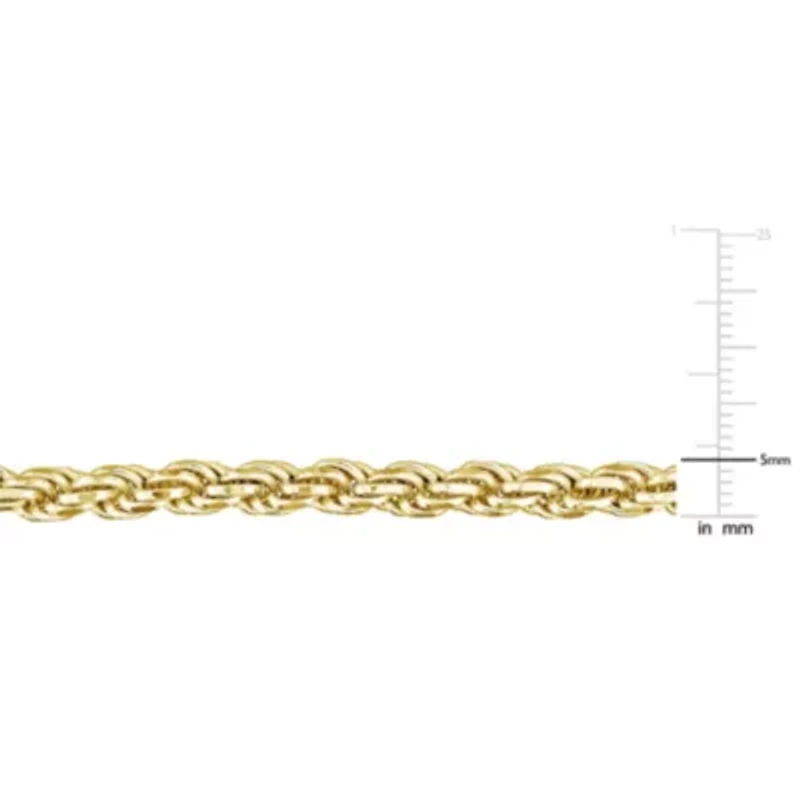 5MM Diamond Cut Rope Chain Necklace Yellow Plated Sterling Silver
