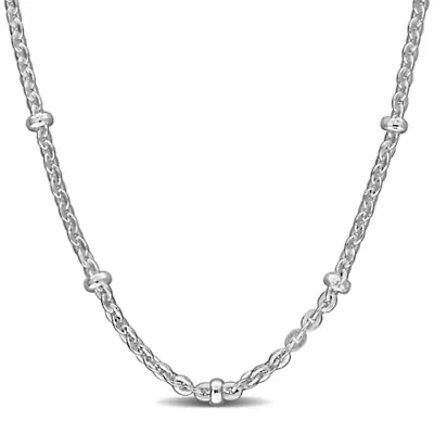 2.1MM Saturno Bead Curb Link Necklace Sterling Silver