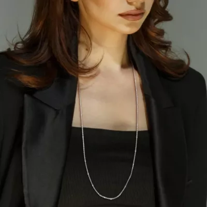 2.1MM Saturno Bead Curb Link Necklace Sterling Silver