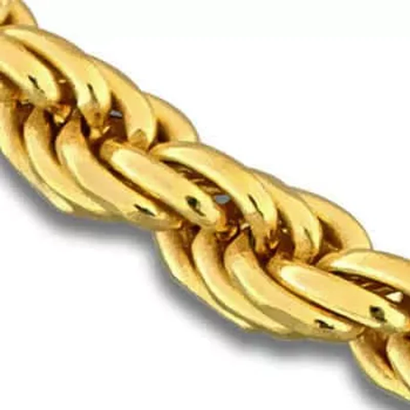 2.3MM Diamond Cut Rope Chain Bracelet Yellow Plated Sterling Silver