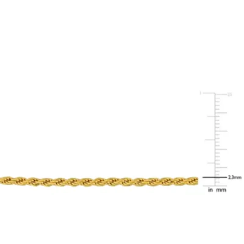 2.3MM Diamond Cut Rope Chain Bracelet Yellow Plated Sterling Silver