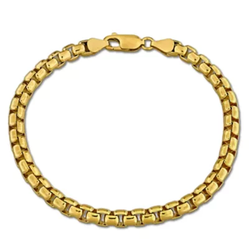 5.2MM Box Link Bracelet Yellow Plated Sterling Silver