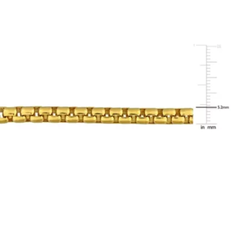 5.2MM Box Link Bracelet Yellow Plated Sterling Silver