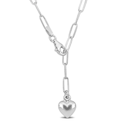 3MM Oval Link Necklace with Heart Charm