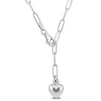 3MM Oval Link Necklace with Heart Charm