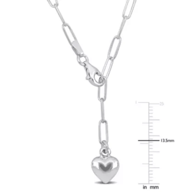 3MM Oval Link Necklace with Heart Charm