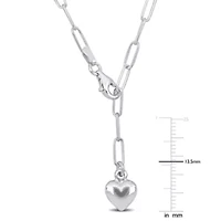 3MM Oval Link Necklace with Heart Charm