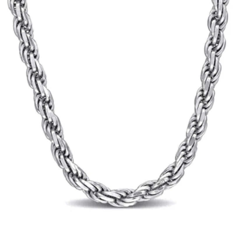 3.3mm Diamond Cut Rope Chain Necklace Sterling Silver