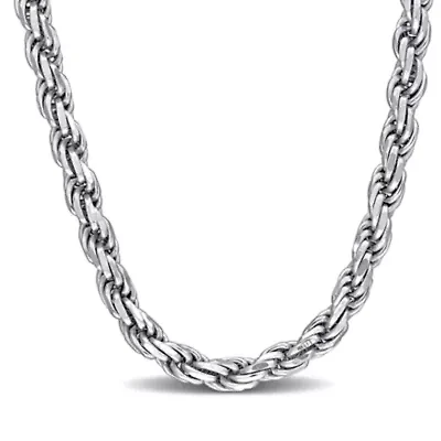 3.3mm Diamond Cut Rope Chain Necklace Sterling Silver