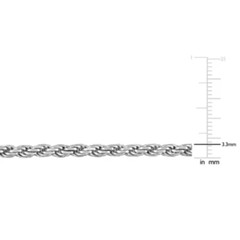 3.3mm Diamond Cut Rope Chain Necklace Sterling Silver