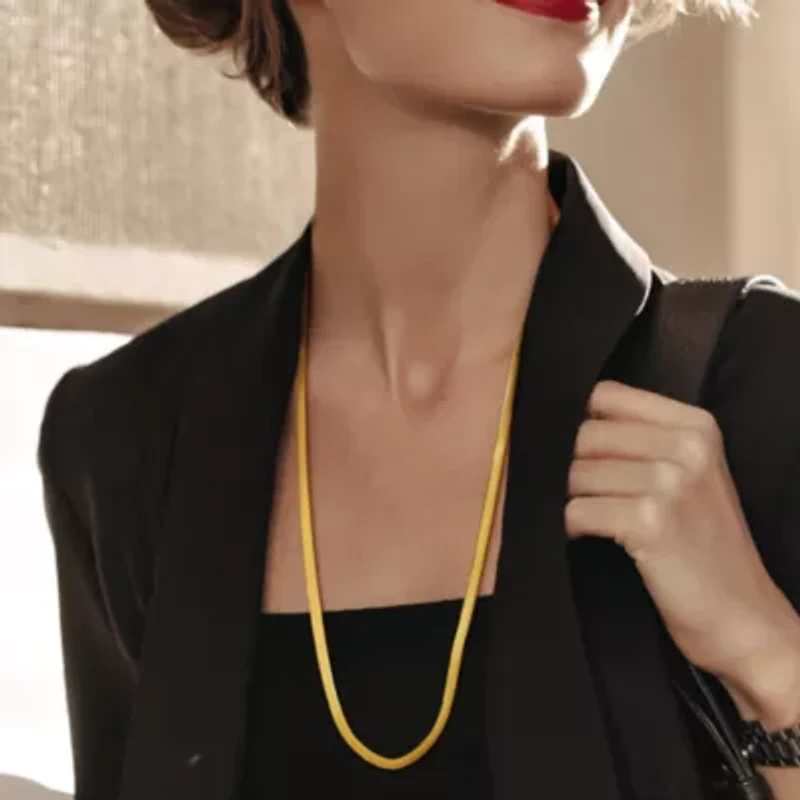 4.5mm Herringbone Chain Necklace Yellow Plated Sterling Silver