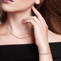 3.5mm Paperclip Chain Necklace & Bracelet Set