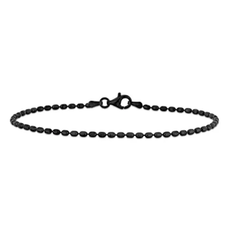 1.8mm Oval Diamond Cut Bracelet Black Rhodium Plated Sterling Silver