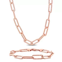 6mm Paperclip Chain Necklace & Anklet Set
