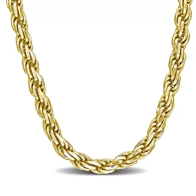 3.3mm Diamond Cut Rope Chain Necklace Yellow Plated Sterling Silver